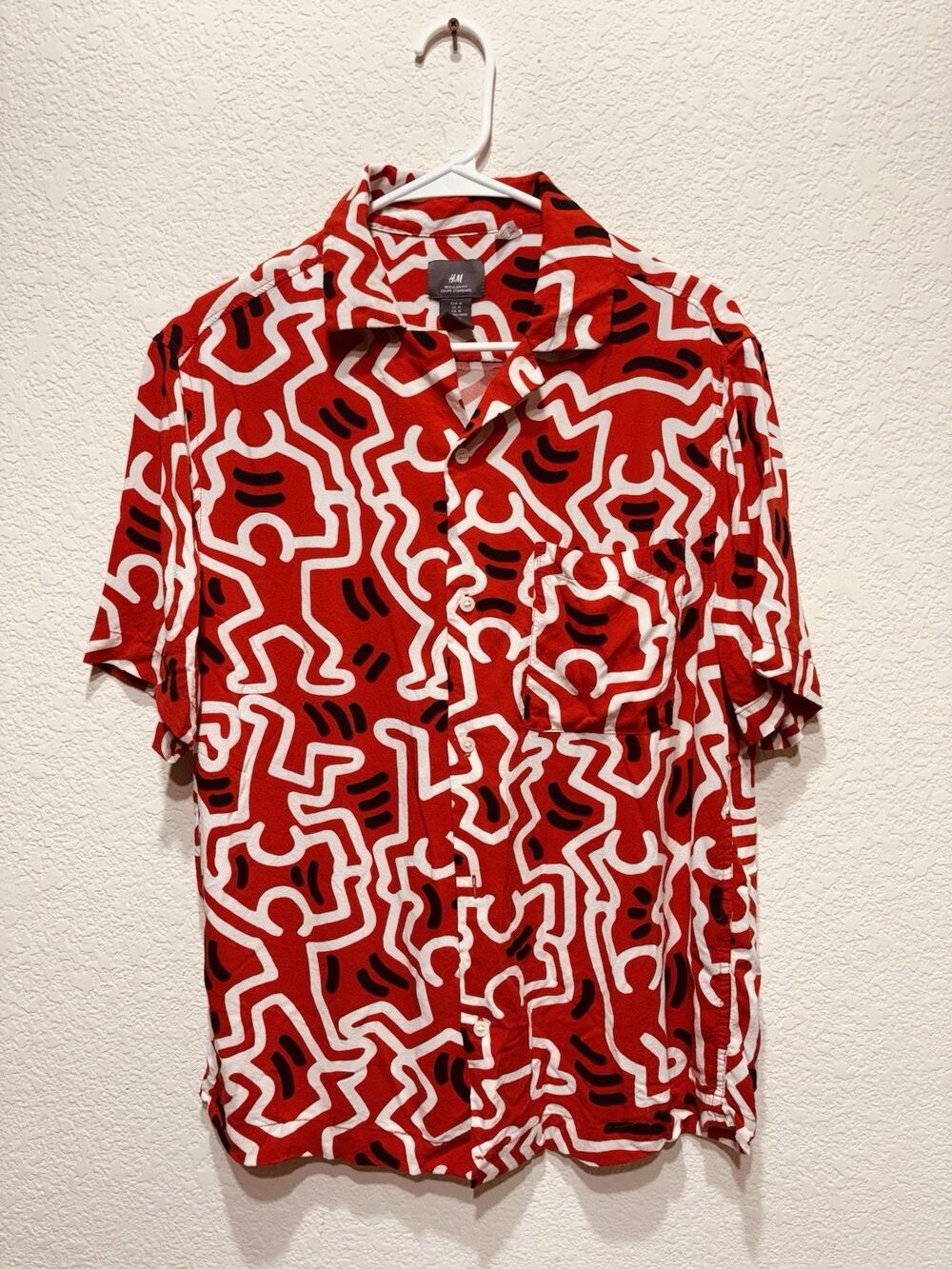 KEITH HARING Short Sleeve H&M Button Down Shirt Medium
